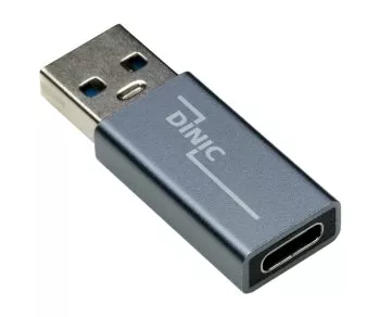 Adapter, USB A plug to USB C socket aluminium, space grey, DINIC Box
